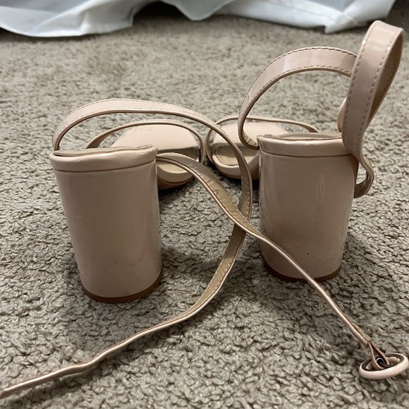 ASOS RAID Wink Blush Patent Square Toe Block Heeled Sandals - Picture 9 of 9